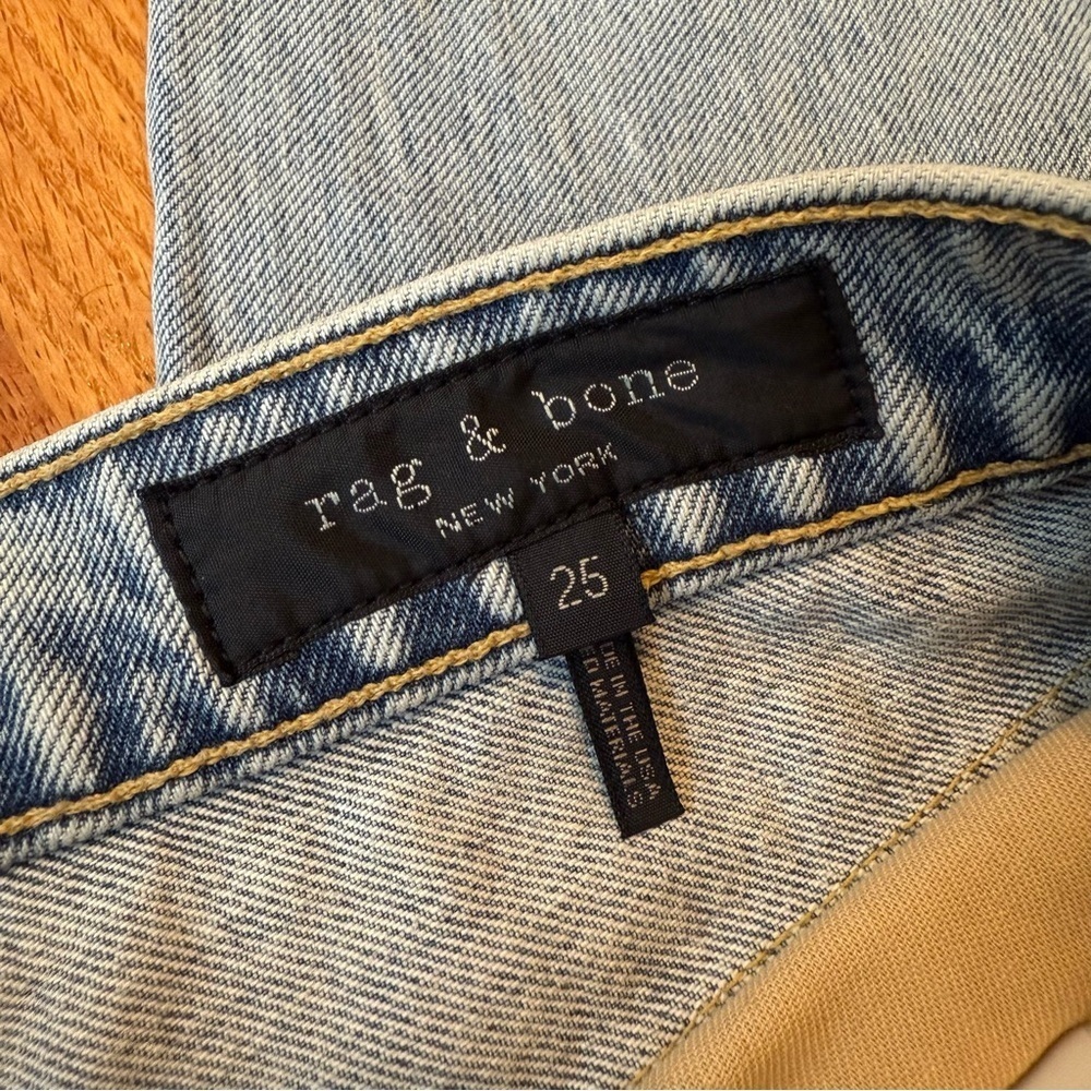 RAG & BONE High Rise Distressed Cigarette Madison Jeans with Holes 25 - Picture 11 of 13